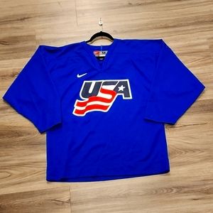 Nike Authentic Team USA World Championship Style IIHF Hockey Jersey Blue Size M